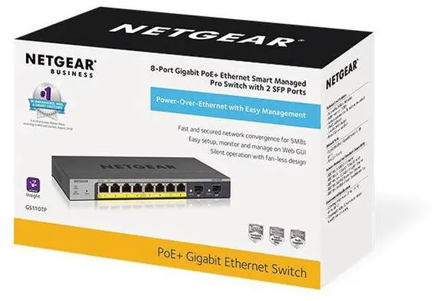 Alt view image 8 of 8 - Netgear ProSafe GS110TP 8-Port Gigabit PoE+ Ethernet Smart Switch with 2 SFP Ports and Cloud Management (55W), GS110TP-300NAS