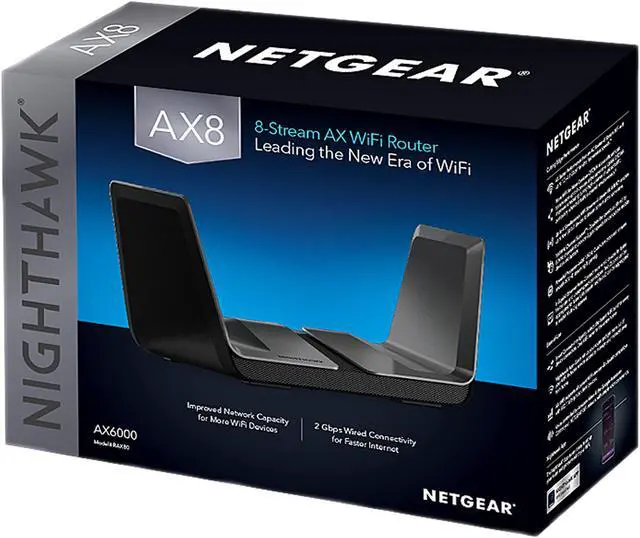 Alt view image 7 of 7 - Netgear RAX80-100CNS Nighthawk AX8 8-Stream AX6000 WiFi 6 Router