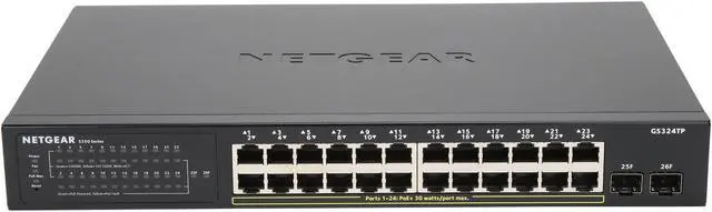 Alt view image 3 of 7 - NETGEAR 26-Port PoE Gigabit Ethernet Smart Switch with PoE+ (190W) (GS324TP)