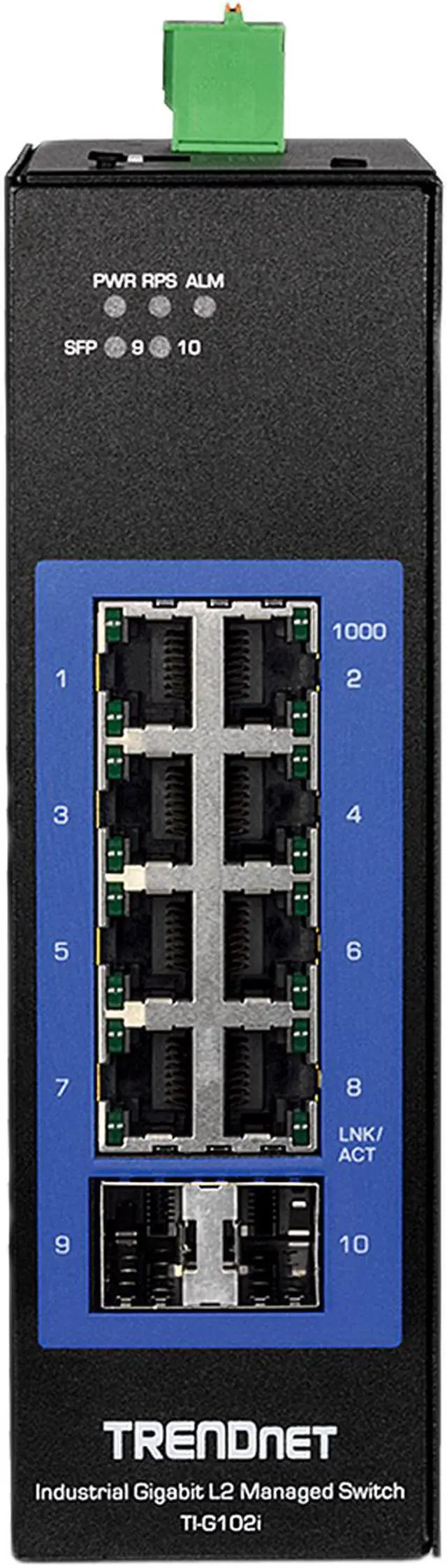 Alt view image 2 of 4 - TRENDnet 10-Port Industrial Gigabit L2 Managed DIN-Rail Switch, 8 X Gigabit, 2 X SFP Slots, DIN-Rail Mount, IP30, Vlan, Qos, Lacp, Stp/Rstp, Bandwidth Management, Lifetime Protection, TI-G102i