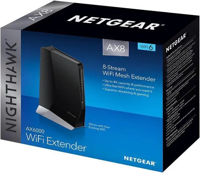 Alt view image 6 of 6 - NETGEAR Nighthawk WiFi 6 Mesh Range Extender EAX80 - Add up to 2,500 sq. ft. and 30+ devices with AX6000 Dual-Band Wireless Signal Booster & Repeater (up to 6Gbps speed), plus Smart Roaming