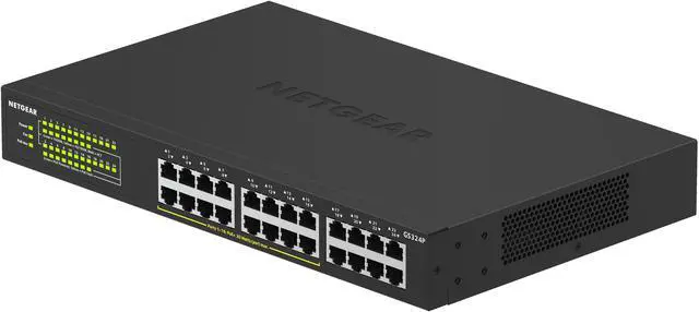 Main image of Netgear GS324P 24-Port Gigabit Ethernet Unmanaged PoE+ Essentials Switch with 16-Ports PoE+ (190W), GS324P-100NAS