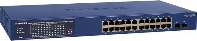 Main image of NETGEAR 26-Port PoE Gigabit Ethernet Smart Switch (GS724TPP) - Managed with 24 x PoE+ @ 380W, 2 x 1G SFP, Desktop/Rackmount, and ProSAFE Lifetime Protection