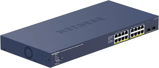 Alt view image 3 of 8 - NETGEAR 16-port Gigabit Ethernet PoE+ Smart Switch with 2 SFP Ports and Cloud Management (GS716TP)
