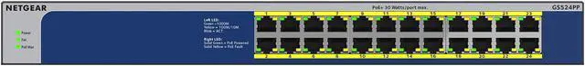 Alt view image 2 of 6 - NETGEAR 24-Port Gigabit Ethernet High-Power PoE+ Unmanaged Switch (300W) | GS524PP
