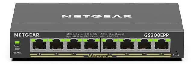 Main image of Netgear GS308EPP 8-Port PoE+ Gigabit Ethernet Plus Switch 123W, GS308EPP-100NAS