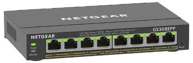 Alt view image 3 of 9 - Netgear GS308EPP 8-Port PoE+ Gigabit Ethernet Plus Switch 123W, GS308EPP-100NAS