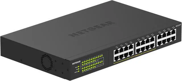 Alt view image 2 of 9 - Netgear GS324 24-Port Gigabit Ethernet Unmanaged PoE+ Essentials Switch with 16-Ports PoE+ (190W), GS324-200NAS