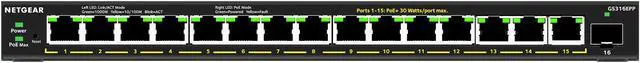 Alt view image 5 of 10 - NETGEAR 16-Port High-Power PoE+ Gigabit Ethernet Plus Switch (231W) with 1 SFP Port | GS316EPP