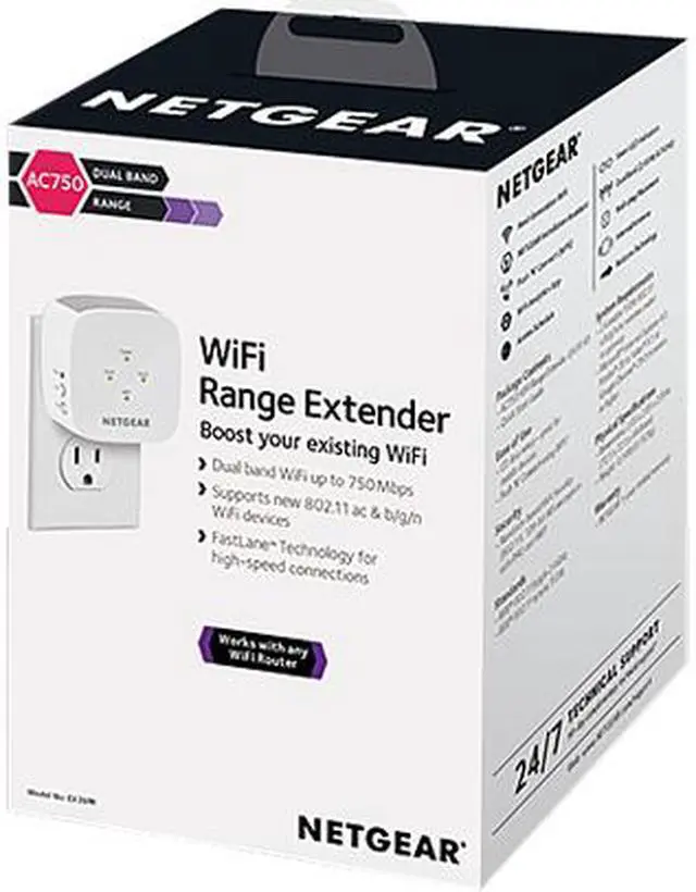 Alt view image 5 of 5 - Netgear EX2800-100CNS AC750 Dual-band WiFi Range Extender, 750Mbps, Wall-plug, Internal Antenna White, Coverage up to 1200 sq.ft. and 20 Devices