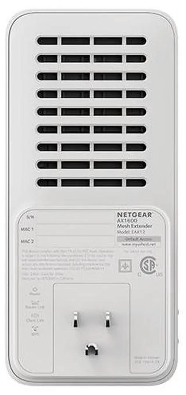 Alt view image 3 of 9 - Netgear AX1600 4-Stream Dual-band WiFi 6 Mesh Extender, 1.6Gbps, Wall-plug, Internal Antenna, EAX12-100NAS