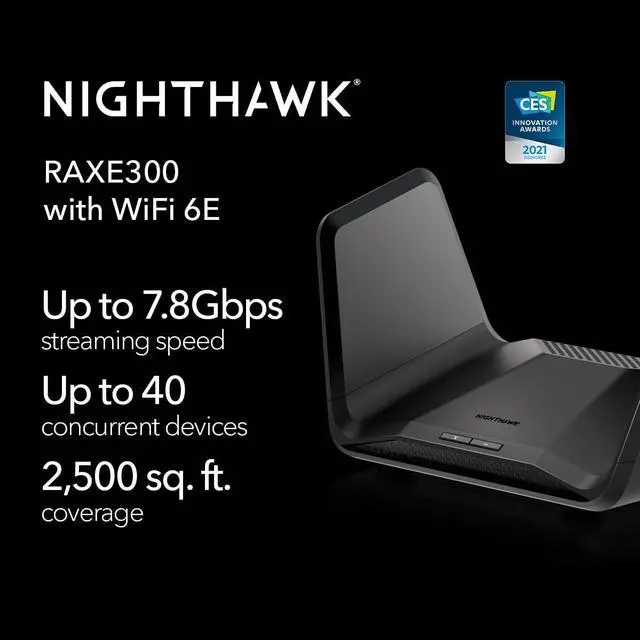 Alt view image 2 of 6 - Netgear RAXE300-100CNS Nighthawk 8-Stream Tri-Band WiFi 6E AXE7800 Router, 7.8Gbps