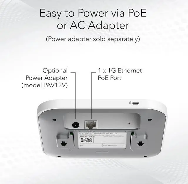 Alt view image 5 of 6 - NETGEAR WiFi 6 Access Point (WAX214) - Dual-Band PoE Access Point AX1800 Wireless Speed | 1 x 1G Ethernet PoE Port | Up to 128 Devices | 802.11ax | WPA3 Security | MU-MIMO | Power Adapter Not Included