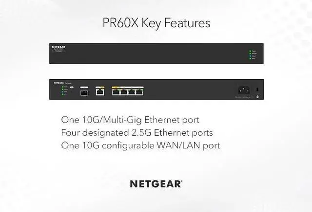 Alt view image 2 of 9 - Netgear PR60X 10G/Multi-Gigabit Dual WAN Pro Router with Insight Cloud Management, PR60X-100NAS