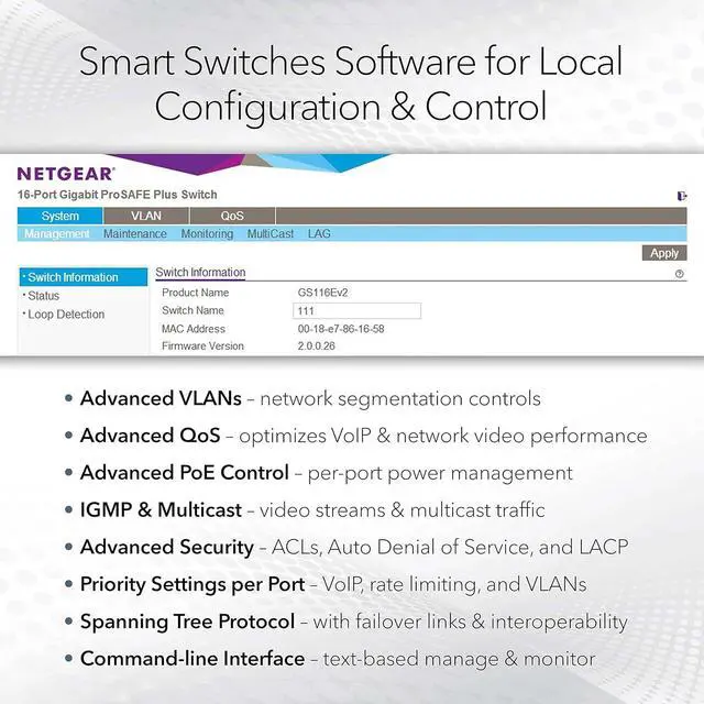 Alt view image 3 of 6 - NETGEAR 28-Port PoE Gigabit Ethernet Smart Switch (GS728TPP) - Managed, Optional Insight Cloud Management, 24 x PoE+ @ 380W, 4 x 1G SFP, Desktop or Rackmount, and Limited Lifetime Protection