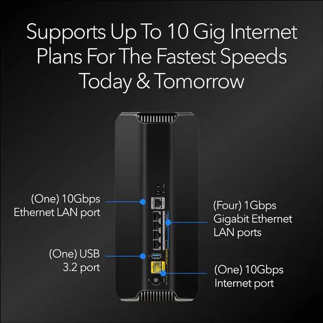 Alt view image 6 of 7 - NETGEAR RS700S-100NAS Nighthawk Tri-Band WiFi 7 Router, 19Gbps, 10 Gig Ports with 1-year NETGEAR Armor