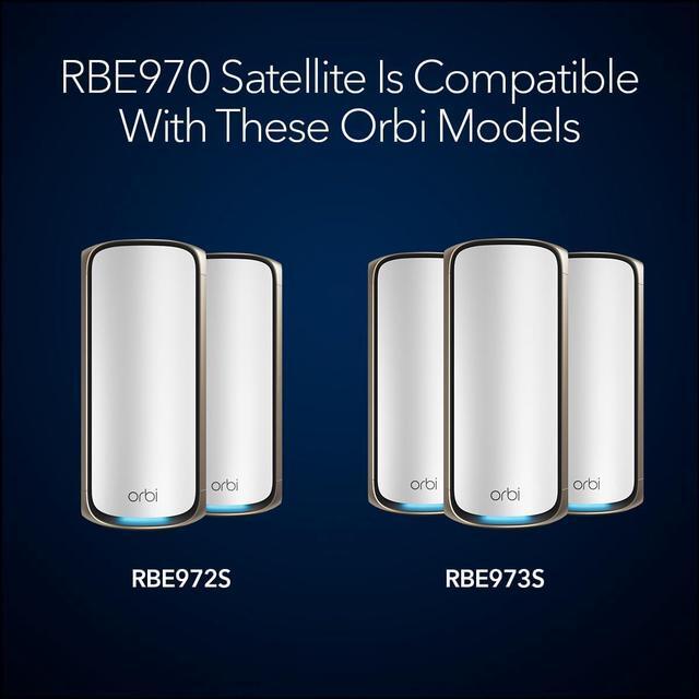 Alt view image 4 of 6 - Netgear Orbi 970 Series Quad-Band WiFi 7 Mesh Add-on Satellite, 27Gbps