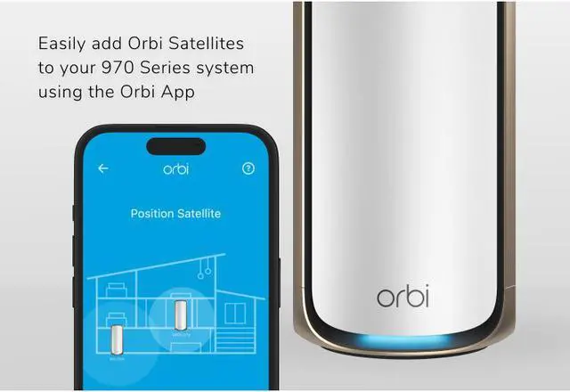 Alt view image 5 of 6 - Netgear Add-On Satellite Orbi 970 Series Quad-Band WiFi 7 Mesh, 27Gbps, RBE970-100NAS
