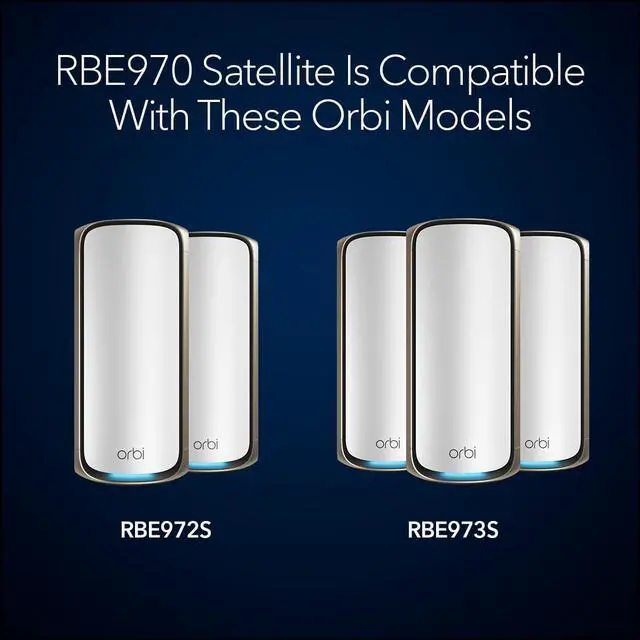 Alt view image 4 of 12 - NETGEAR Orbi 970 Series Quad-Band WiFi 7 Mesh Network System (RBE972S), Router + 1 Satellite Extender, Security Features, Up to 27Gbps, Covers up to 6,600 sq. ft., 200 Devices, 10 Gig Internet Port