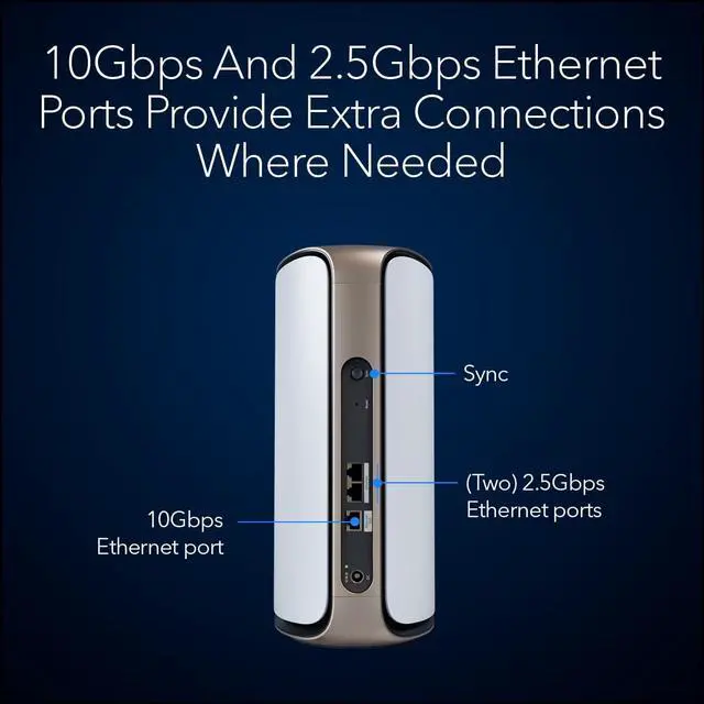 Alt view image 5 of 12 - NETGEAR Orbi 970 Series Quad-Band WiFi 7 Mesh Network System (RBE972S), Router + 1 Satellite Extender, Security Features, Up to 27Gbps, Covers up to 6,600 sq. ft., 200 Devices, 10 Gig Internet Port