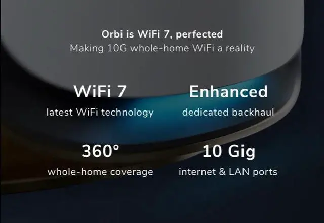 Alt view image 4 of 11 - Netgear Orbi 970 Series Quad-Band WiFi 7 Mesh System, 3-Pack Including 1 Router + 2 Satellites, RBE973S-100NAS