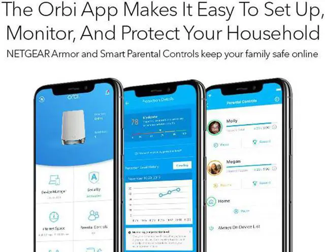Alt view image 6 of 6 - NETGEAR Orbi 750 Series Tri-Band WiFi 6 Mesh System, 5.2Gbps, Router + 2 Satellites | RBK753P