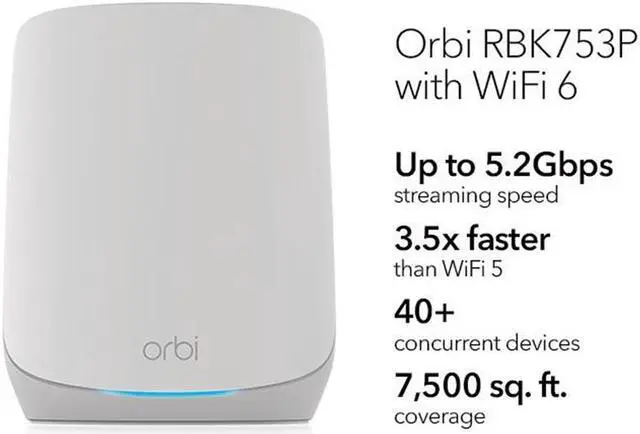 Alt view image 3 of 6 - NETGEAR Orbi 750 Series Tri-Band WiFi 6 Mesh System, 5.2Gbps, Router + 2 Satellites | RBK753P