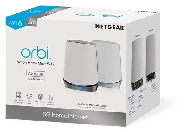 Alt view image 7 of 7 - Netgear Orbi 750 Series Tri-Band WiFi 6 Mesh System, 5.2Gbps, 2-Pack Including 1 Router + 1 Satellite, RBK752P-100NAS