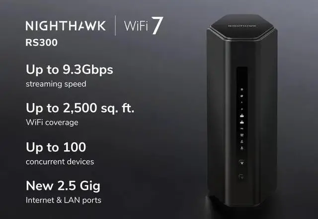 Alt view image 2 of 6 - Netgear Nighthawk WiFi 7 Router RS300, 9.3Gbps
