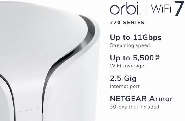 Alt view image 2 of 6 - NETGEAR Orbi 770 Series BE11000 Tri-Band Mesh Wi-Fi 7 System (2-pack)