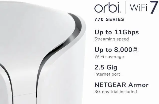 Alt view image 2 of 6 - NETGEAR Orbi 770 Series (3-Pack) Tri-Band WiFi 7 Mesh, 11Gbps