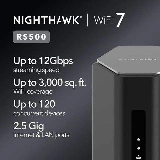 Alt view image 2 of 7 - Nighthawk WiFi 7 Router RS500, 12Gbps (RS500-100NAS)