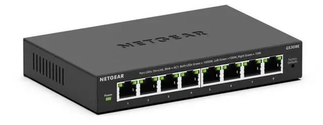 Alt view image 2 of 6 - Netgear GS308E 8-Port Gigabit Ethernet Easy Smart Managed Essentials Switch, GS308E-400NAS