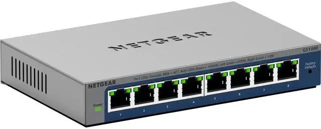 Main image of Netgear GS108E Ethernet Switch, 8 Ports - Gigabit Ethernet - 10/100/1000Base-T - 2 Layer Supported