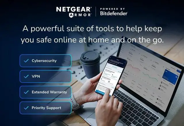 Alt view image 9 of 10 - Netgear Nighthawk RS100 Dual-Band WiFi 7 Router with Security Features, BE3600 Wireless Speed (up to 3.6 Gbps), RS100-100NAS