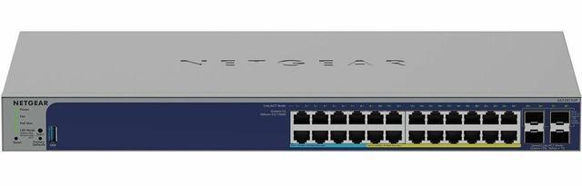 Main image of NETGEAR 24-Port Gigabit PoE+ and PoE++ Smart Switch w/optional Remote/Cloud Management and 4 SFP+ Ports (420W) | GS728TXUP-300NAS