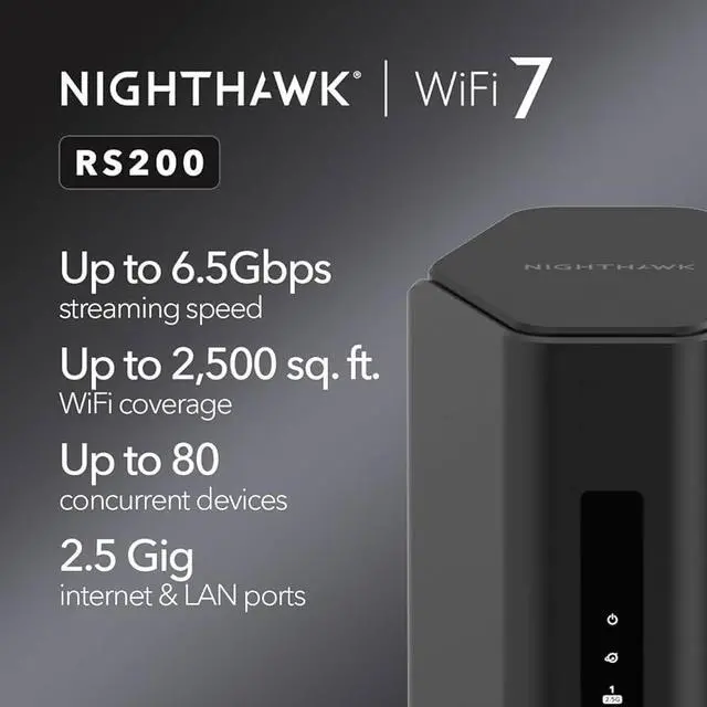 Alt view image 2 of 2 - NETGEAR Nighthawk RS200 Wireless Router IEEE 802.11be