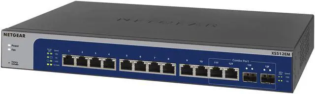 Alt view image 3 of 7 - Netgear XS512EM 12-Port 10G-Gigabit/Multi-Gigabit Ethernet Easy Smart Switch Managed with 2 SFP+ Combo Ports, XS512EM-200NAS