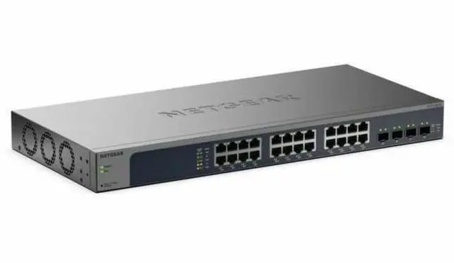 Alt view image 2 of 4 - Netgear Business XS724EMv2 Ethernet Switch - 24 Ports - Manageable - 10 Gigabit Ethernet, 5 Gigabit Ethernet - 139 W Power Consumption - Twisted Pair, Optical Fiber - XS724EM-200NAS