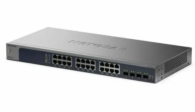 Alt view image 3 of 4 - Netgear Business XS724EMv2 Ethernet Switch - 24 Ports - Manageable - 10 Gigabit Ethernet, 5 Gigabit Ethernet - 139 W Power Consumption - Twisted Pair, Optical Fiber - XS724EM-200NAS