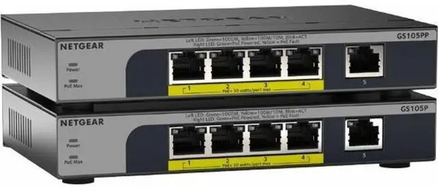 Main image of Netgear Business GS105P 5-Port Gigabit Ethernet Unmanaged PoE Switch