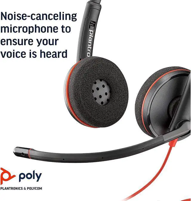 Alt view image 2 of 6 - Poly - Blackwire 3220 - Wired Dual-Ear (Stereo) Headset (Plantronics) with Boom Mic - USB-A to connect to your PC and/or Mac