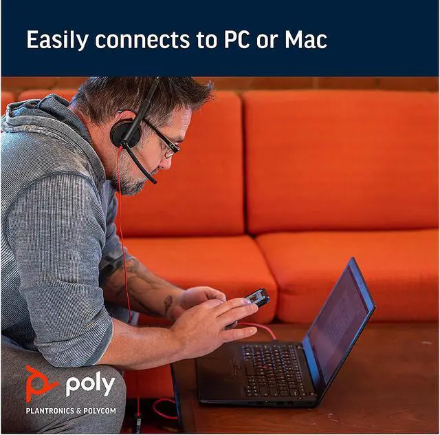 Alt view image 5 of 6 - Poly - Blackwire 3220 - Wired Dual-Ear (Stereo) Headset (Plantronics) with Boom Mic - USB-A to connect to your PC and/or Mac
