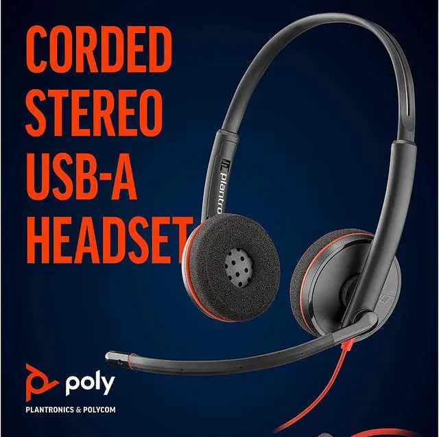 Alt view image 6 of 6 - Poly - Blackwire 3220 - Wired Dual-Ear (Stereo) Headset (Plantronics) with Boom Mic - USB-A to connect to your PC and/or Mac
