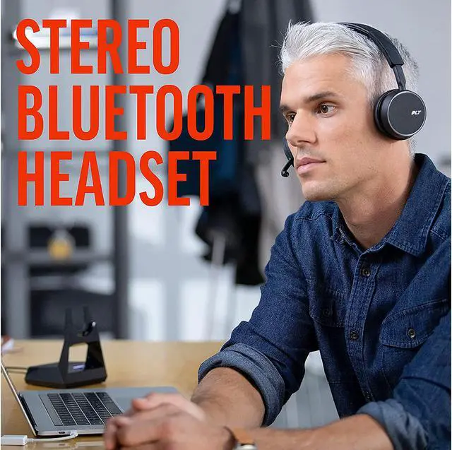 Alt view image 5 of 6 - Plantronics - Voyager 4220 UC USB-C (Poly) - Bluetooth Dual-Ear (Stereo) Headset - Connect to PC, Mac, & Desk Phone - Noise Canceling - Works with Teams, Zoom & more