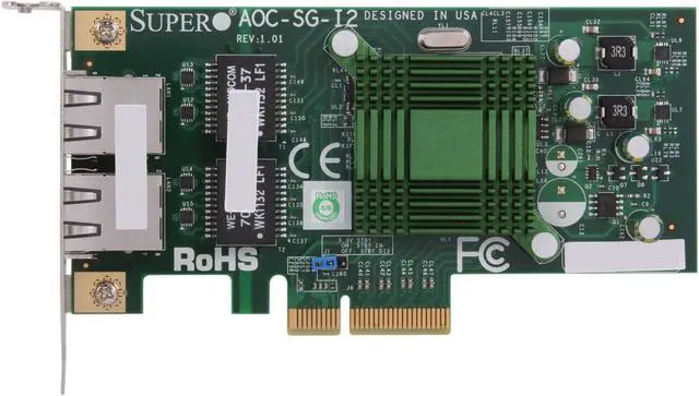 Alt view image 3 of 5 - Supermicro AOC-SG-i2 High-performance, Cost-effective Dual-port Gigabit Ethernet Card 10/100/1000Mbps PCI-Express 2 x RJ45