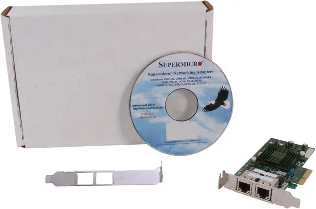 Alt view image 5 of 5 - Supermicro AOC-SG-i2 High-performance, Cost-effective Dual-port Gigabit Ethernet Card 10/100/1000Mbps PCI-Express 2 x RJ45