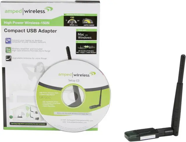 Alt view image 5 of 5 - Amped Wireless UA150C High Power Wireless-150N Compact USB Adapter