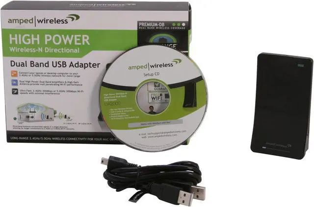 Alt view image 6 of 6 - Amped Wireless UA2000 High Power Wireless-N Directional Dual Band USB Adapter