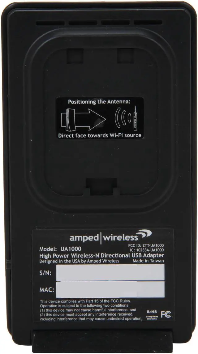 Alt view image 4 of 6 - Amped Wireless UA1000 High Power Wireless-N 500mW Directional USB Adapter